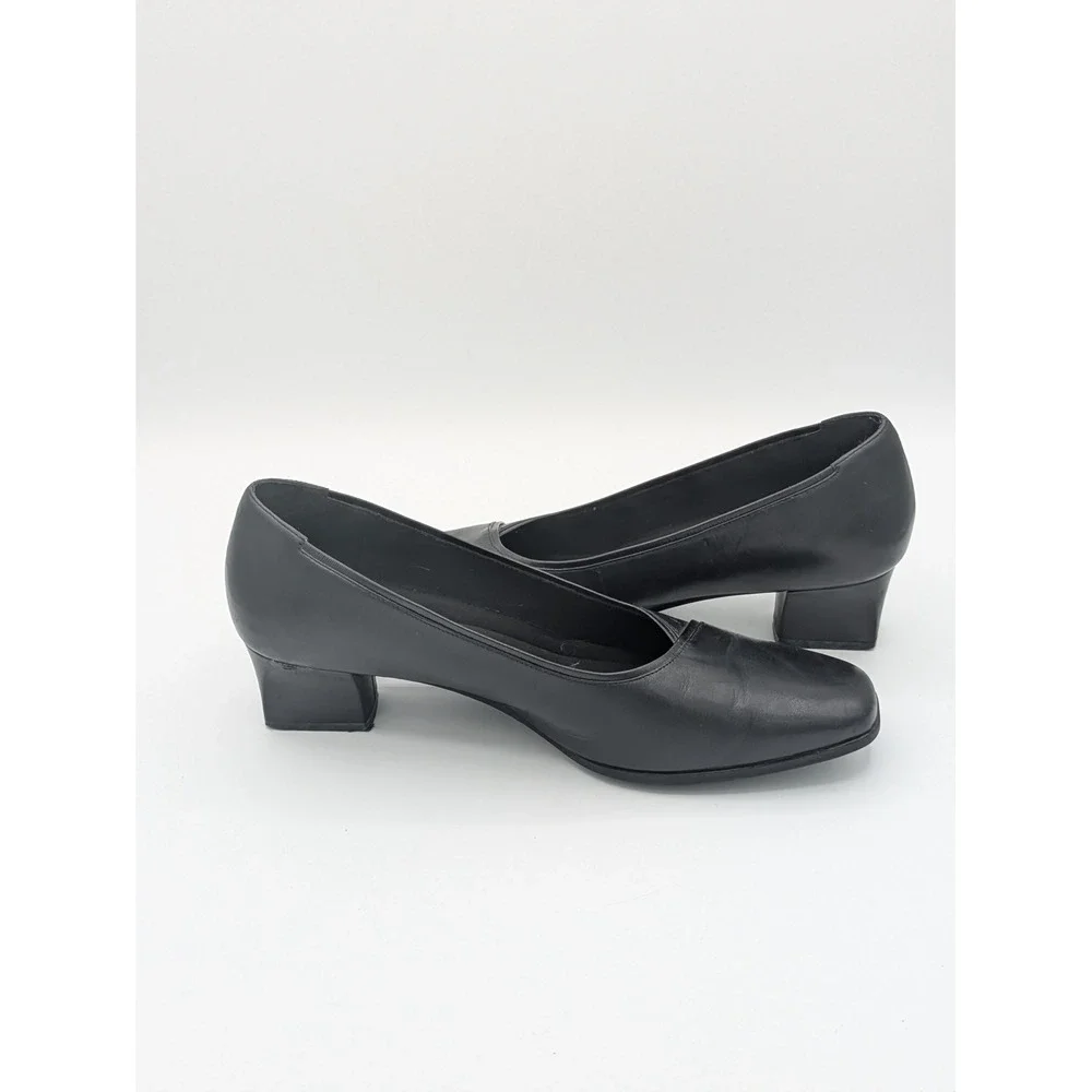 Worthington Block Heel Pumps Size 8.5 Black Square Toe Professional Office Shoes